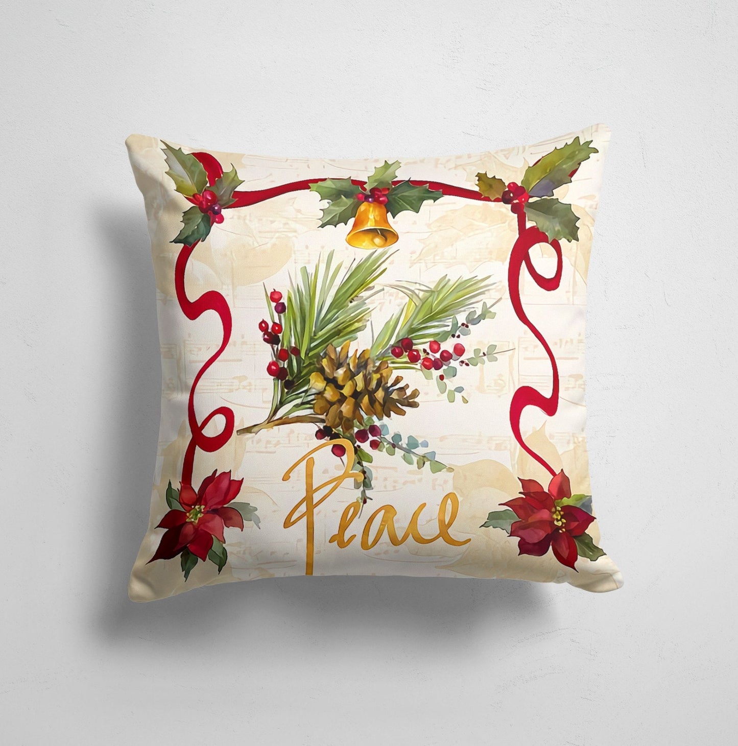 Christmas Tree Snowman Pattern Festive Holiday Cushion Cover