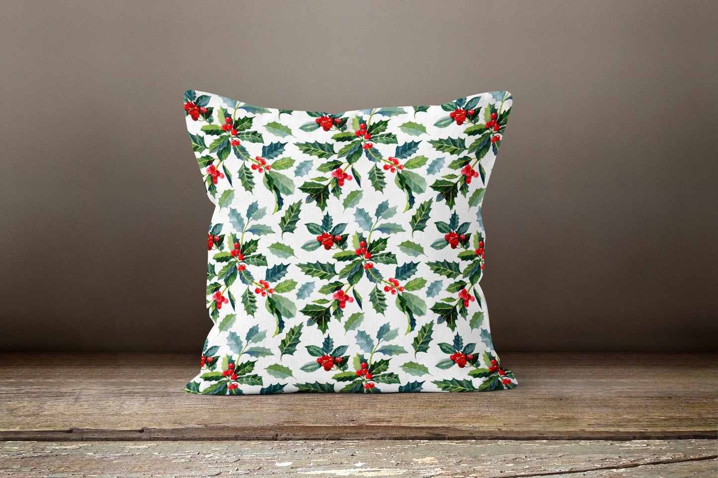 Floral Xmas Cardinal Flower Christmas Cushion Cover