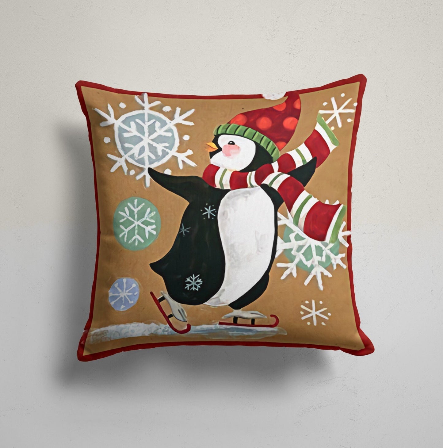 Snowman Christmas Festive Holiday Cushion Cover