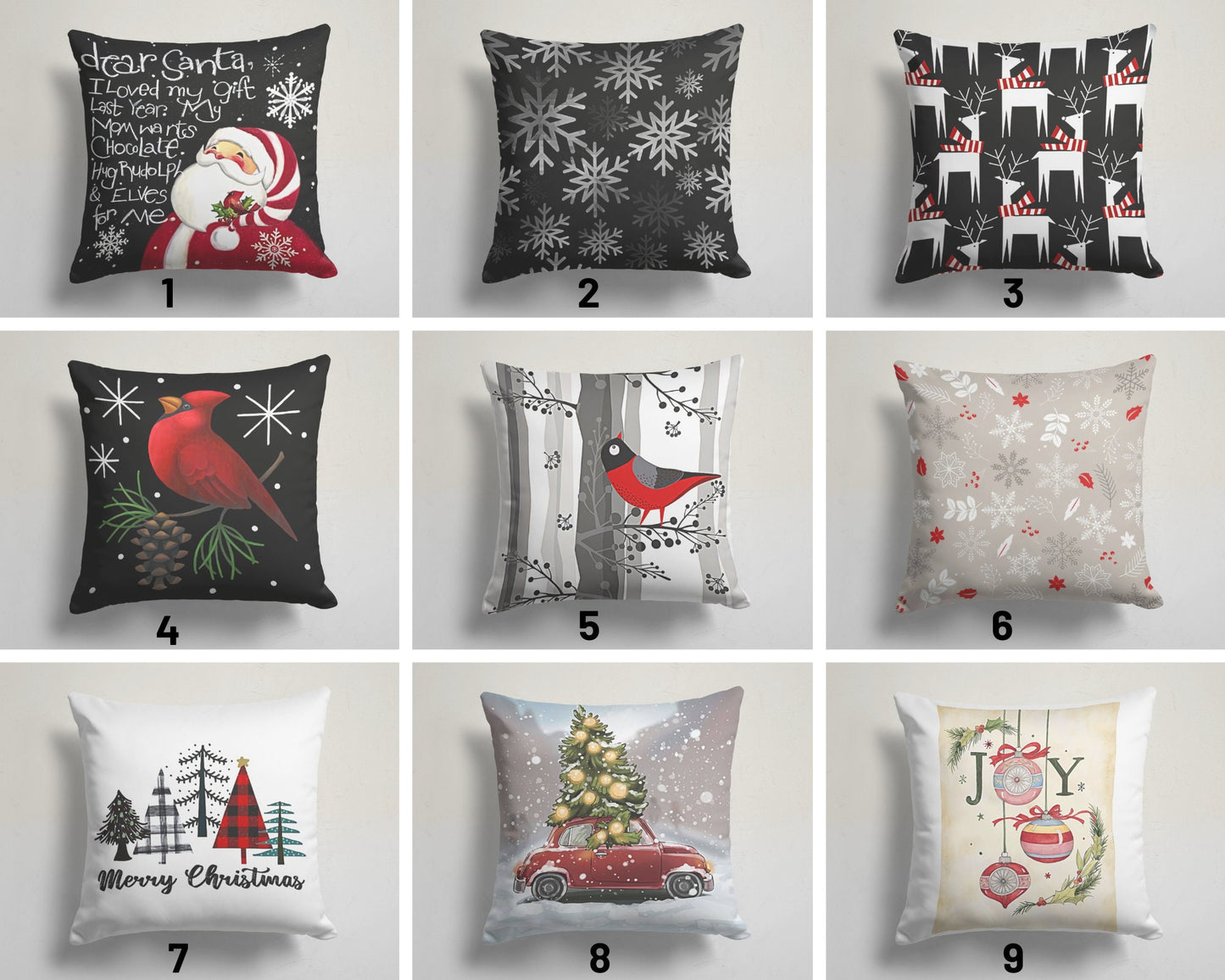 Santa Claus Snowflakes Festive Trees Christmas Cushion Cover