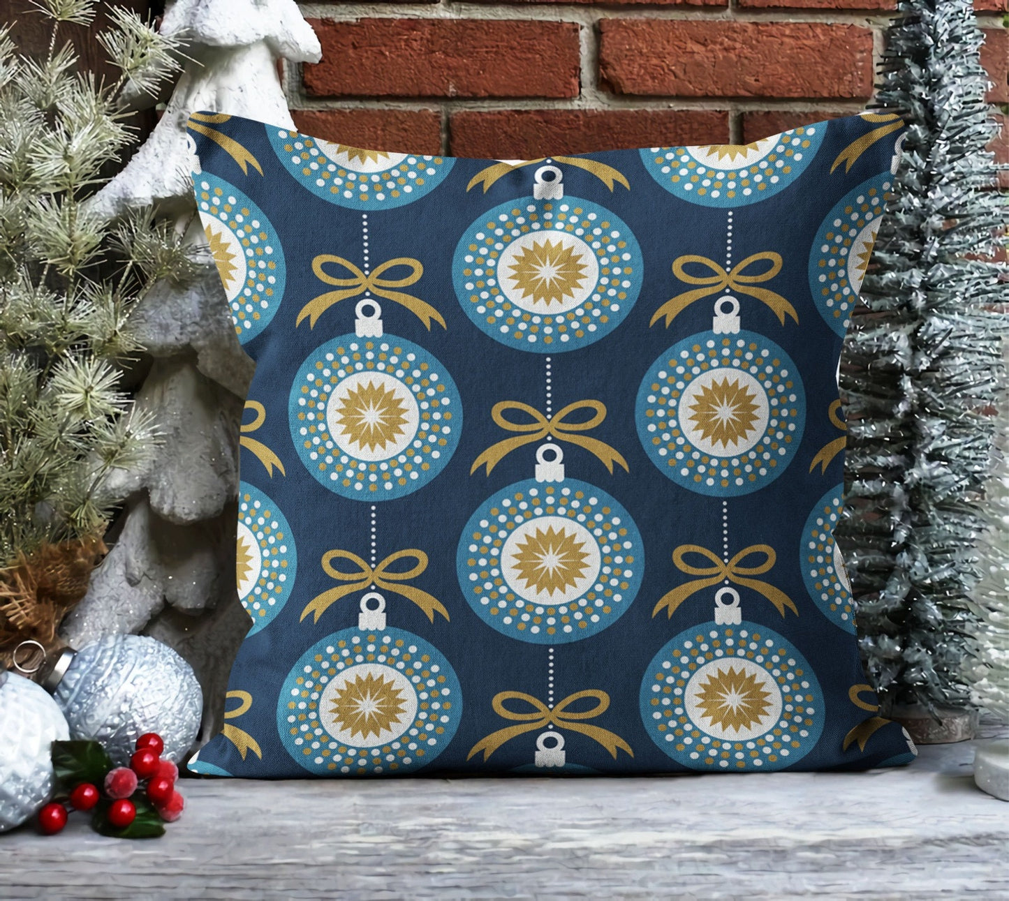 Colorful Nordic Snowflake Pattern Cushion Cover, Retro Christmas