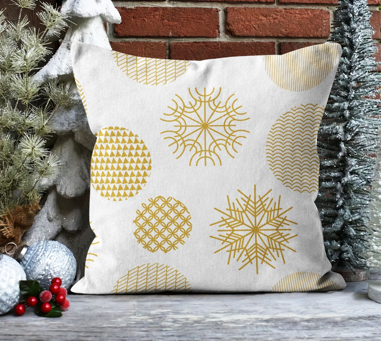 Colorful Nordic Snowflake Pattern Cushion Cover, Retro Christmas