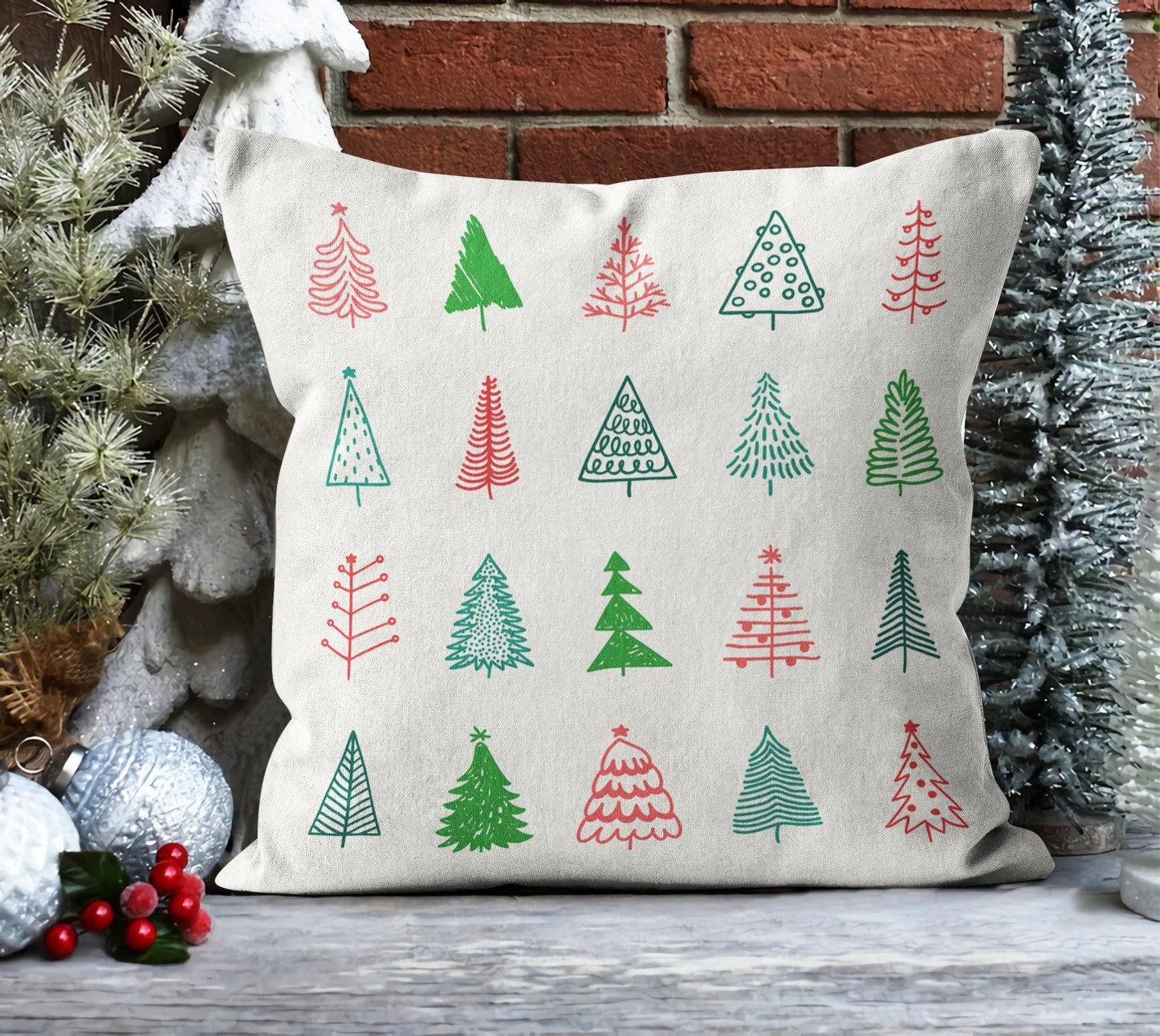 Christmas Glass Tree Festive Decor Cushion Cover