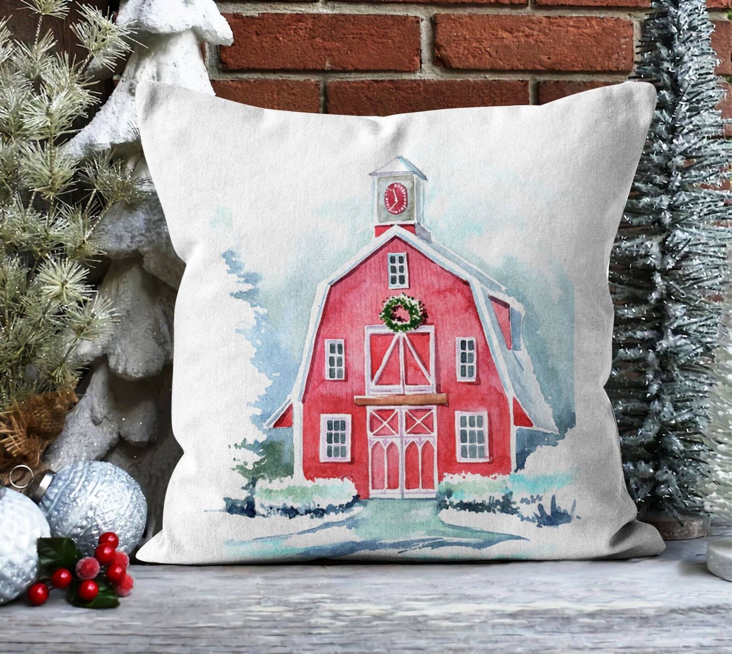 Snowman Winter House Festive Season Cushion Cover