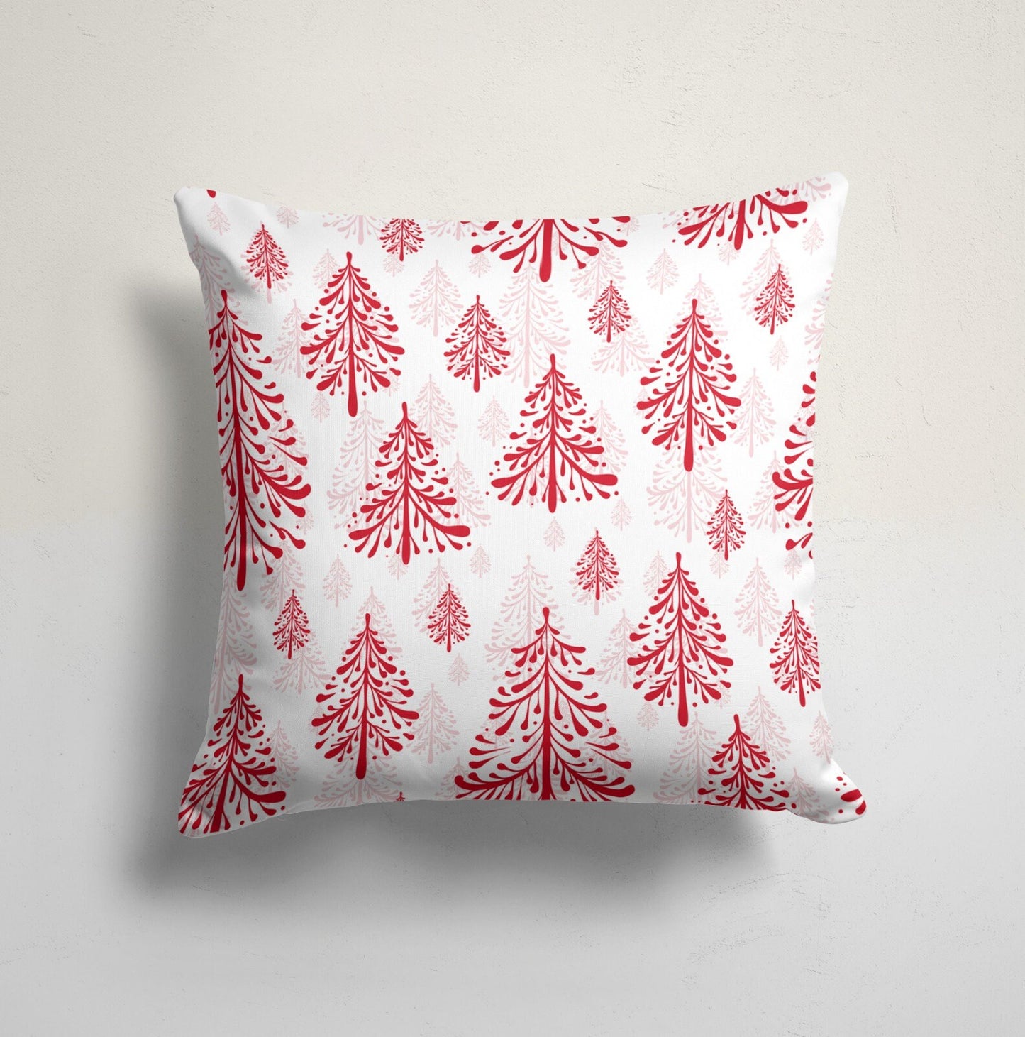 Christmas Red and White Snowflake Pattern Cushion Cover