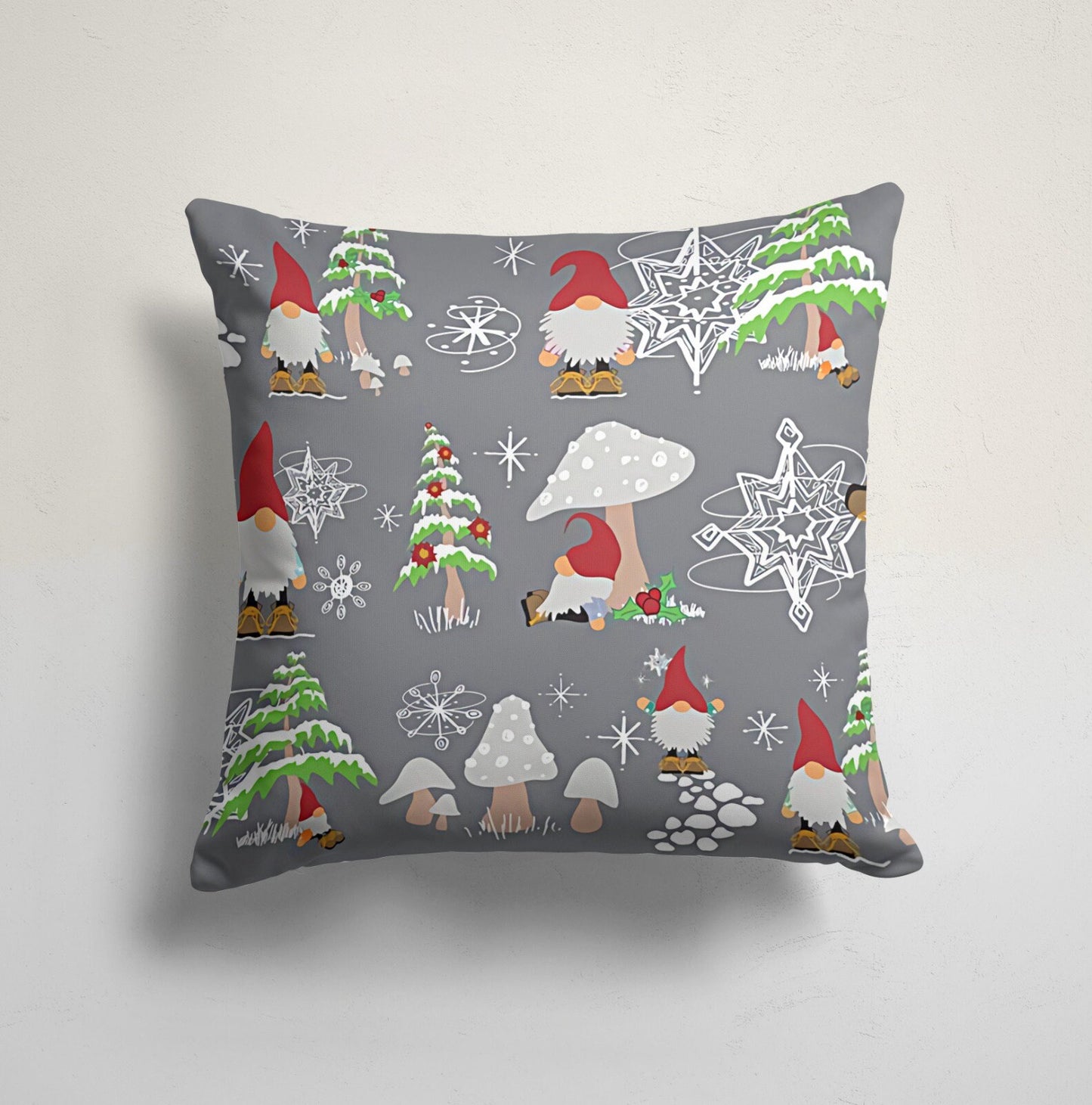 Christmas Cushion Cover with Snowman Reindeer Holly Noel