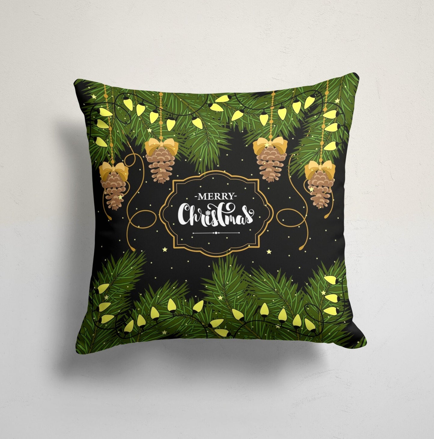 Green Snowflake Deer Pattern Christmas Cushion Cover