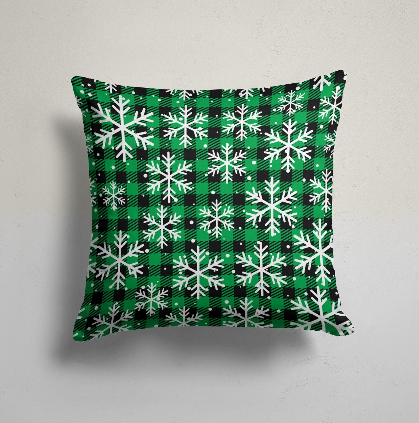 Green Snowflake Deer Pattern Christmas Cushion Cover