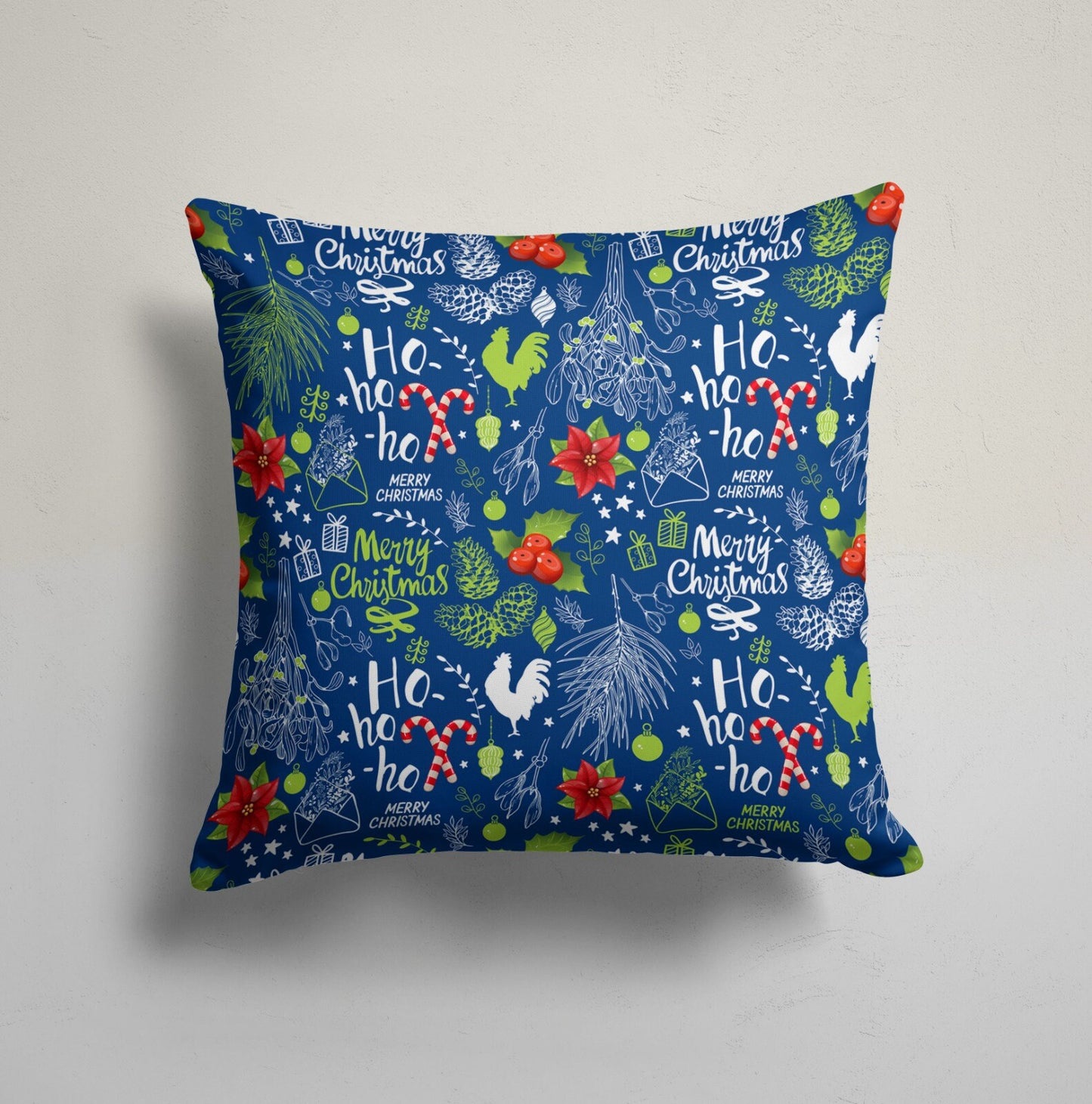 Green Snowflake Deer Pattern Christmas Cushion Cover