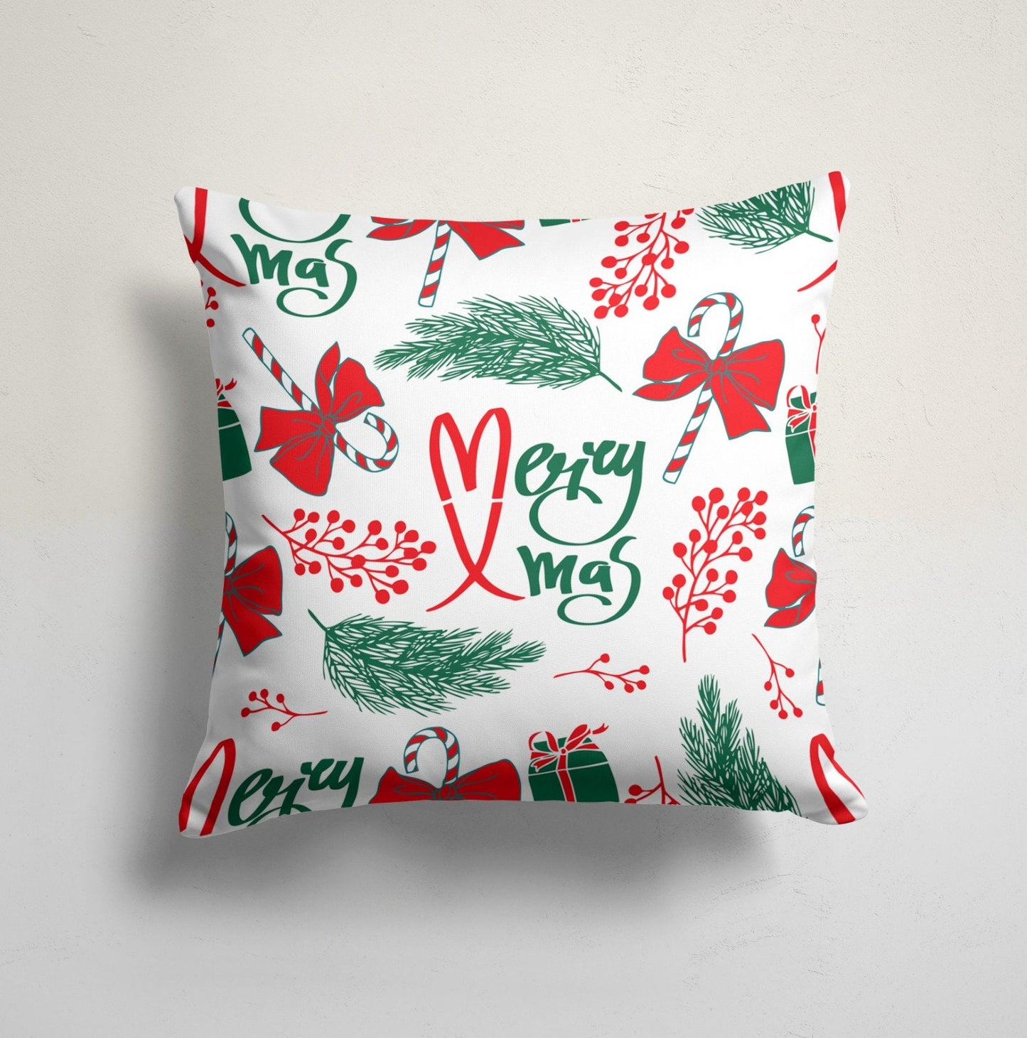 Christmas Red Truck Deer and Bell Printed Throw Cushion Cover