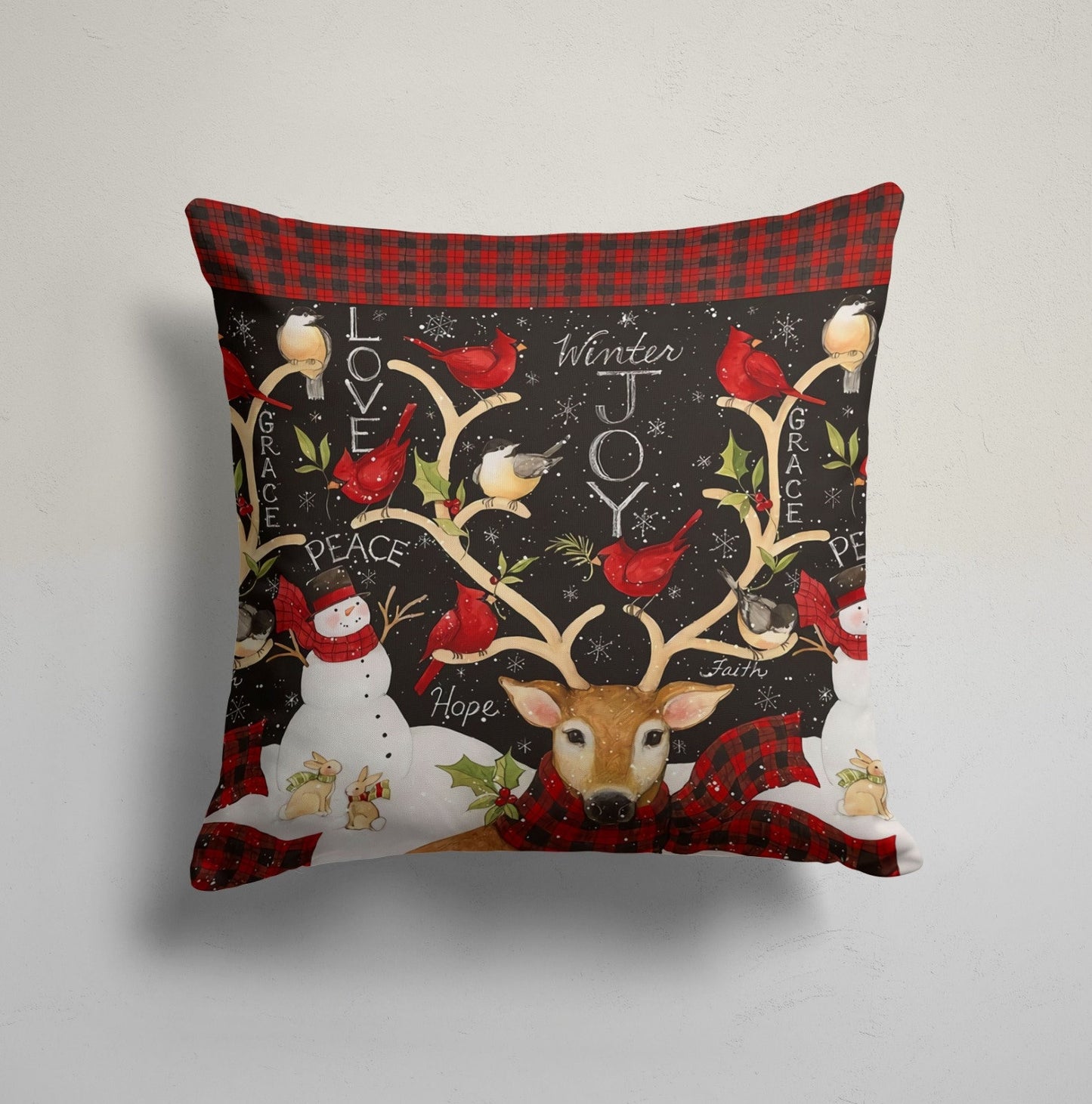 Joyful Christmas Winter-Themed Festive Holiday Cushion Cover