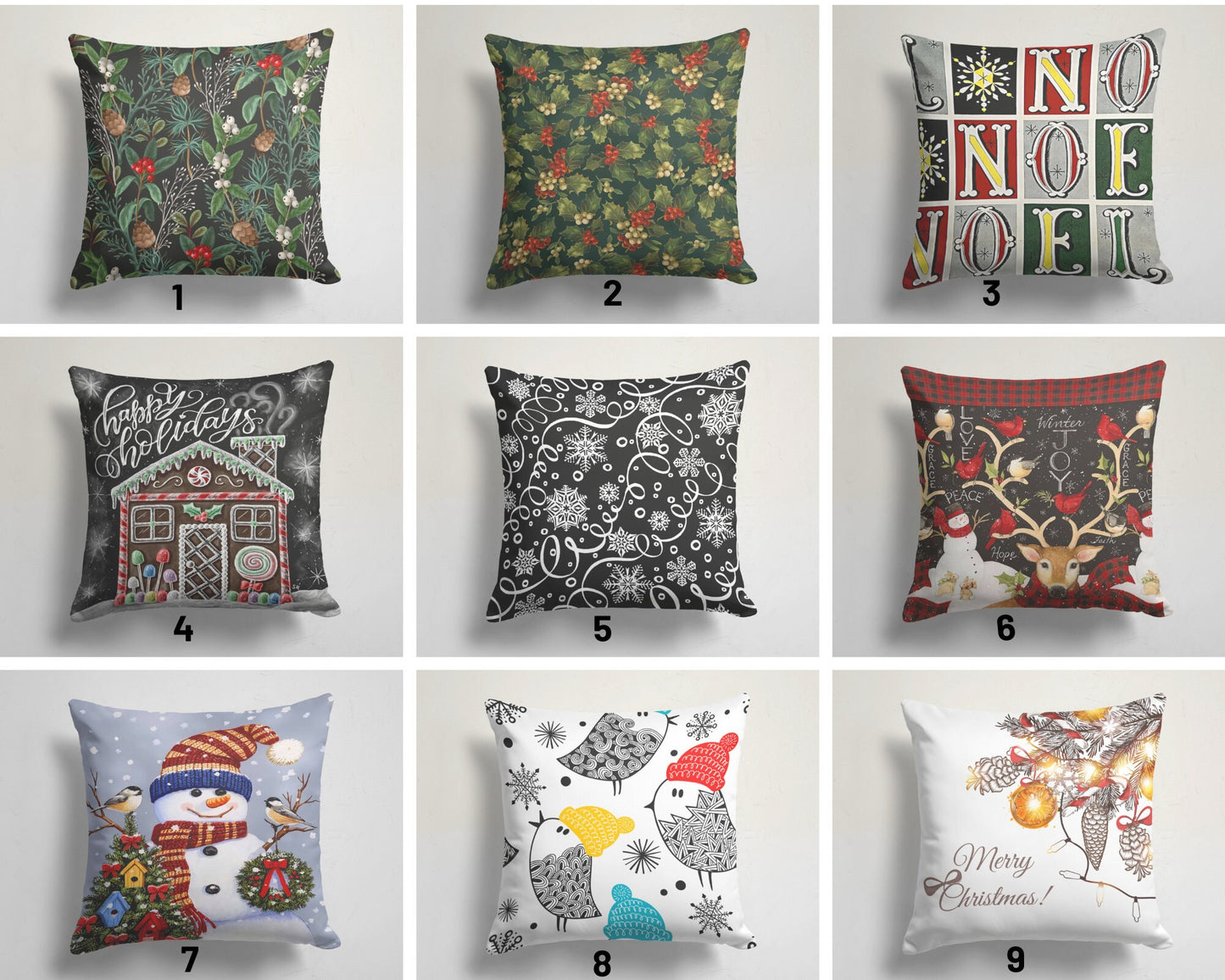 Joyful Christmas Winter-Themed Festive Holiday Cushion Cover