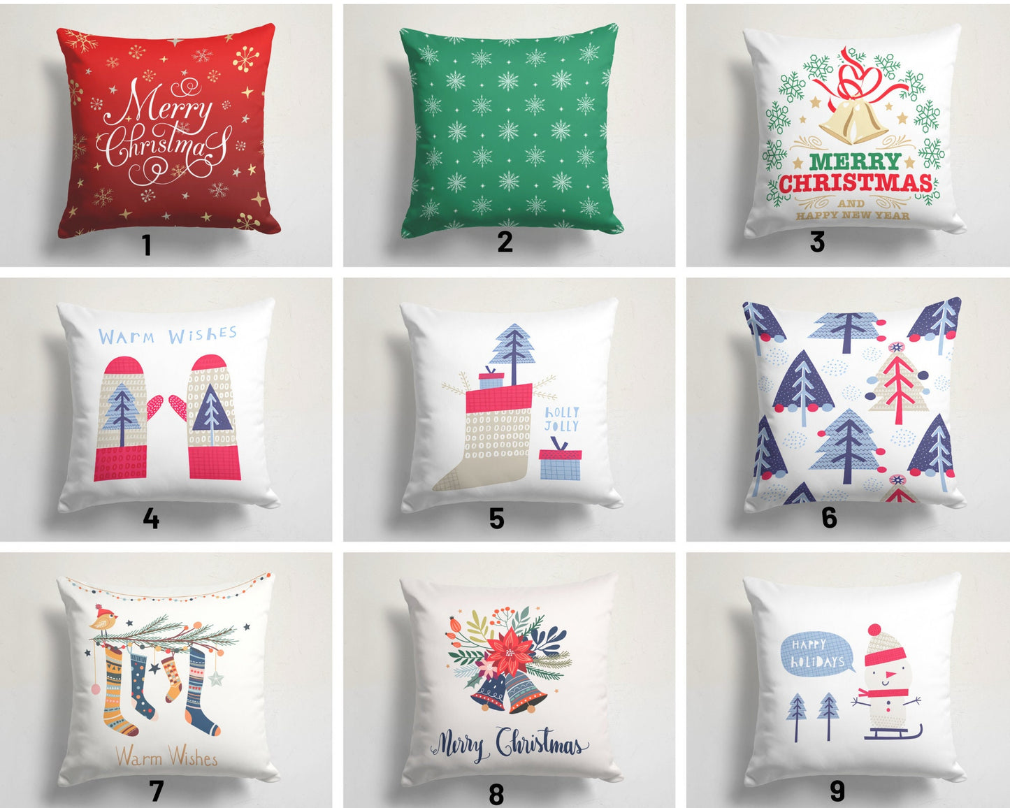 Red and Green Winter Decor Merry Christmas Cushion Cover