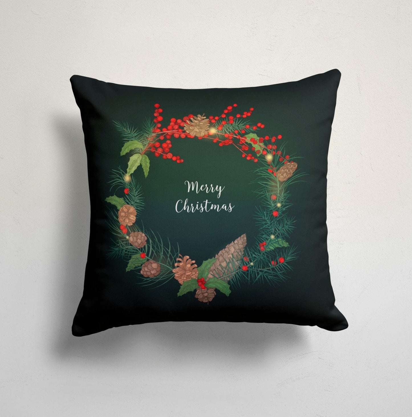 Christmas Tree Snowman Pattern Festive Holiday Cushion Cover