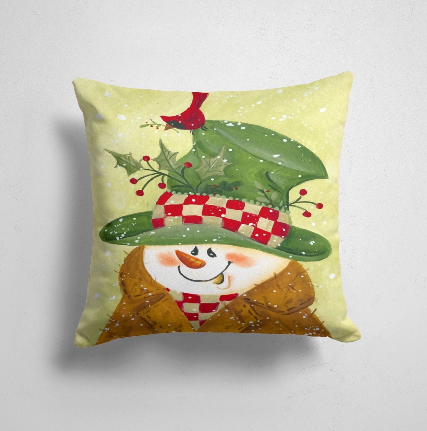 Christmas Tree Snowman Pattern Festive Holiday Cushion Cover