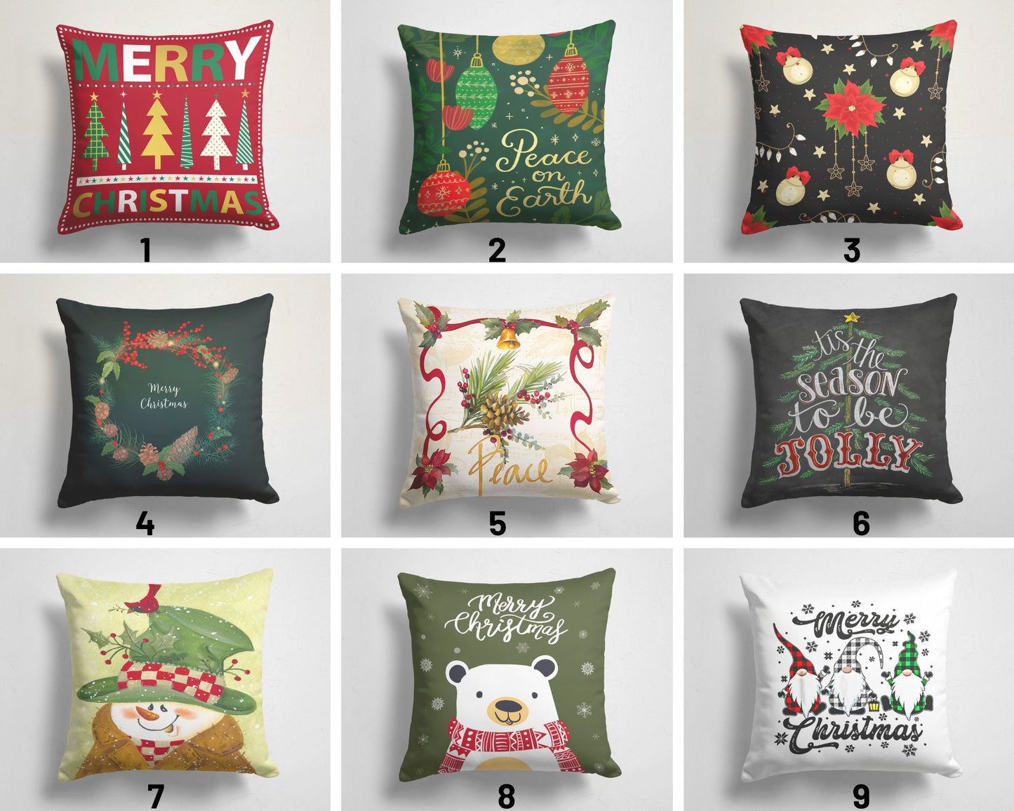 Christmas Tree Snowman Pattern Festive Holiday Cushion Cover