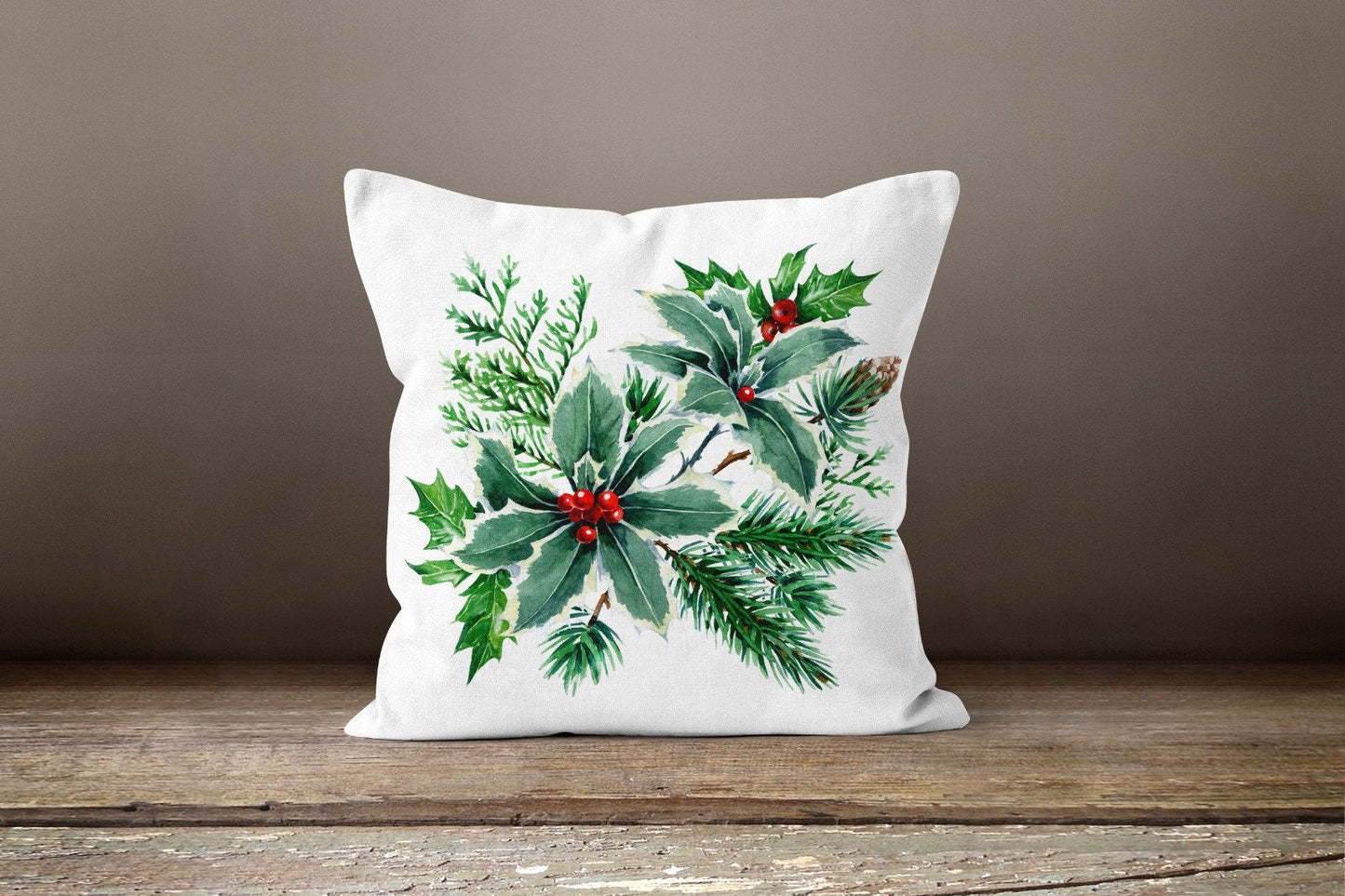 Floral Xmas Cardinal Flower Christmas Cushion Cover