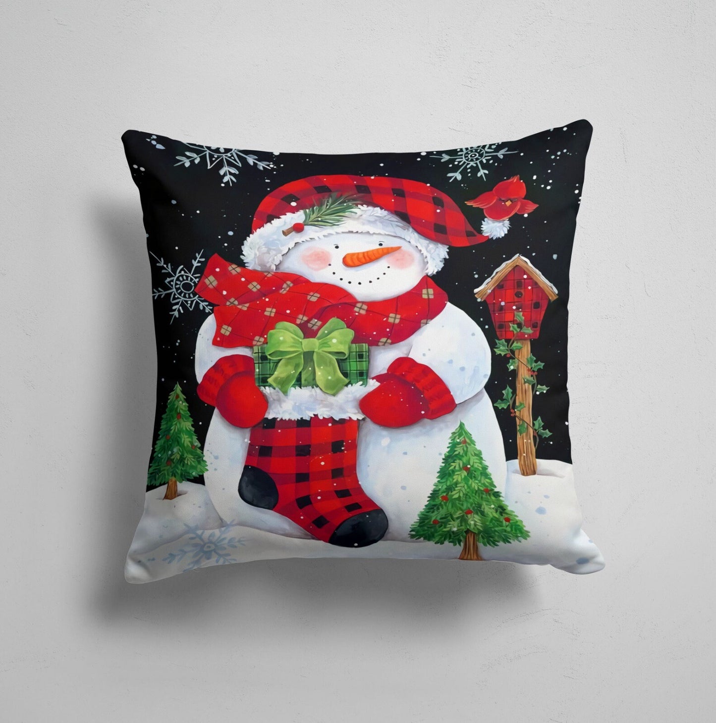 Snowman Christmas Festive Holiday Cushion Cover