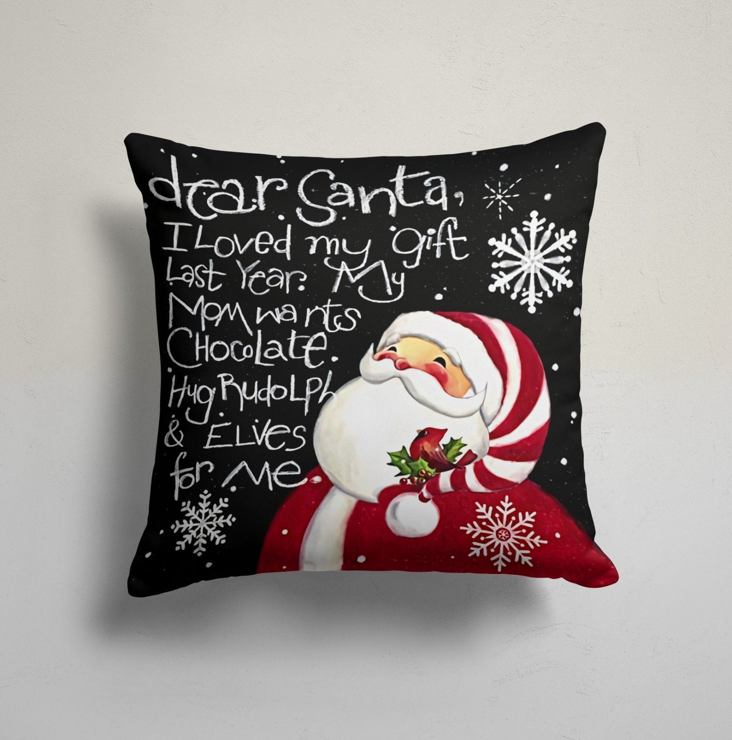 Santa Claus Snowflakes Festive Trees Christmas Cushion Cover