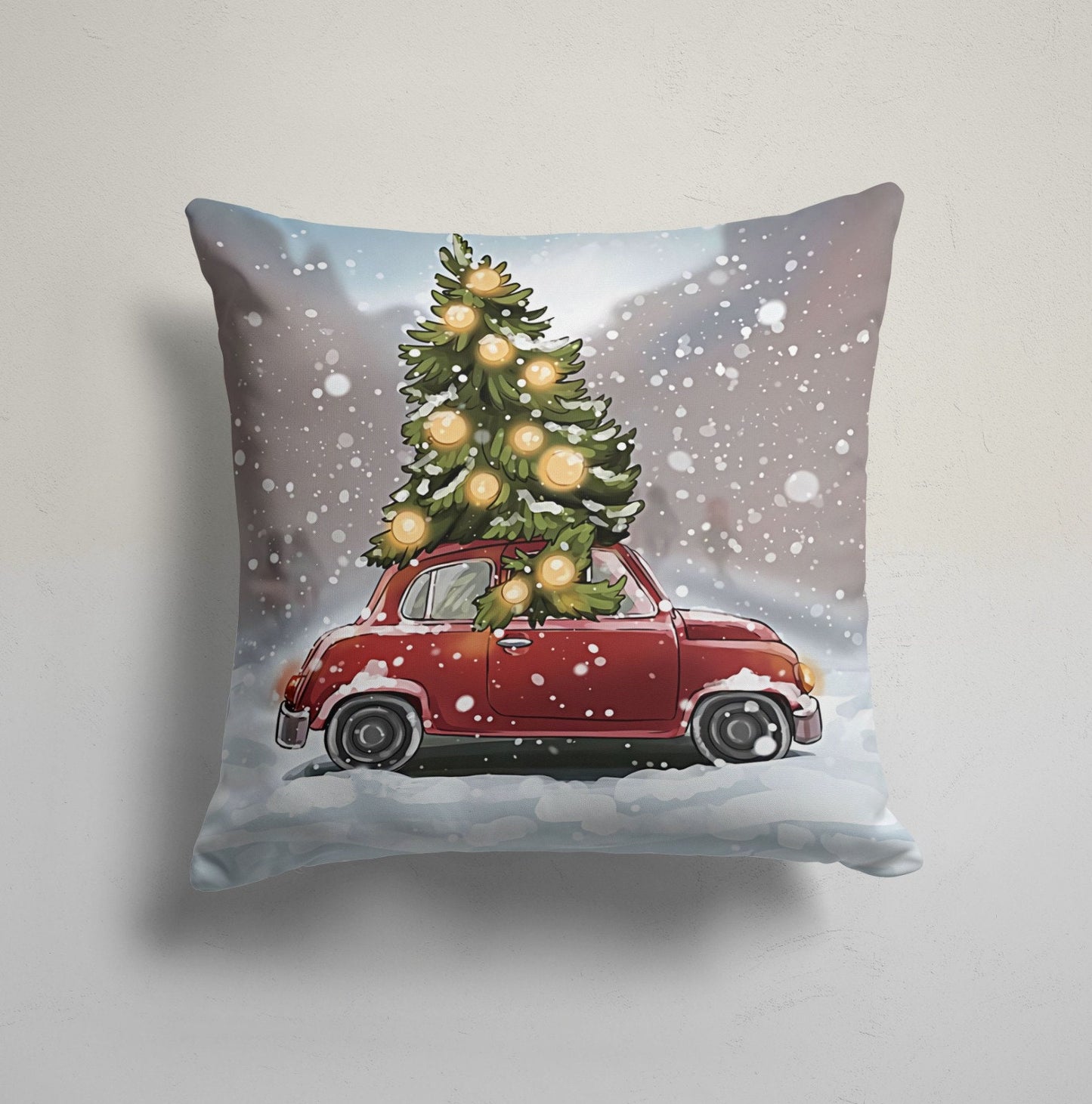 Santa Claus Snowflakes Festive Trees Christmas Cushion Cover
