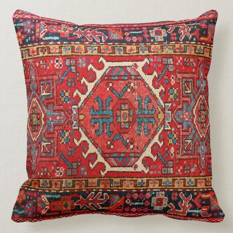 Vintage Look Terracotta Kilim Pattern Printed Cushion Cover
