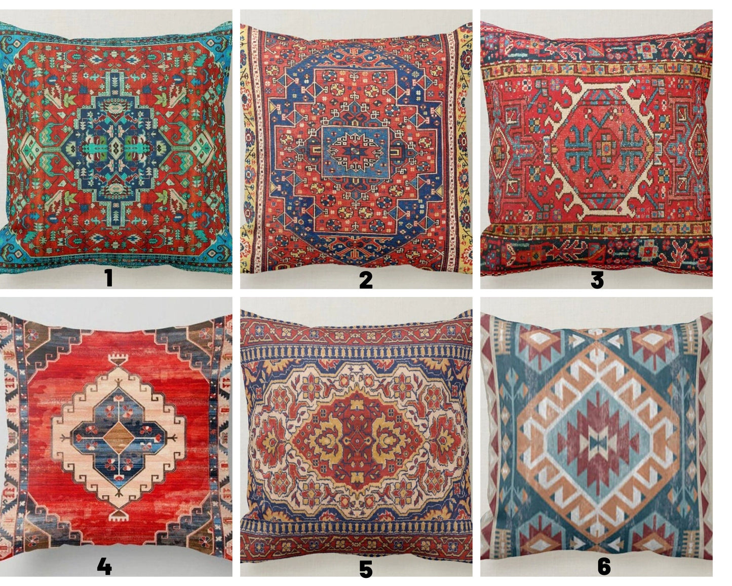Vintage Look Terracotta Kilim Pattern Printed Cushion Cover