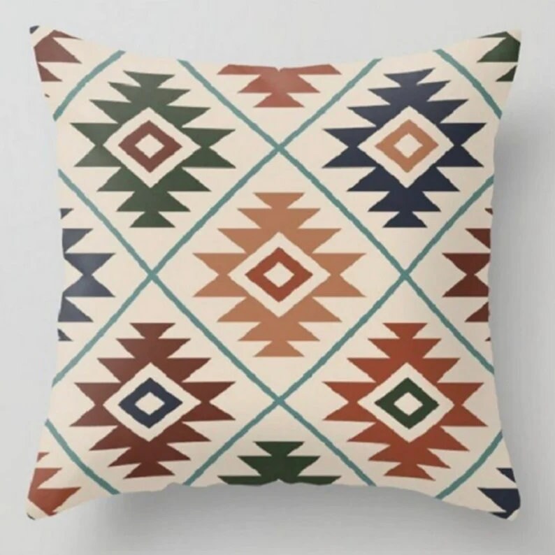 Southwestern Farmhouse Ethnic Kilim Print Cushion Cover