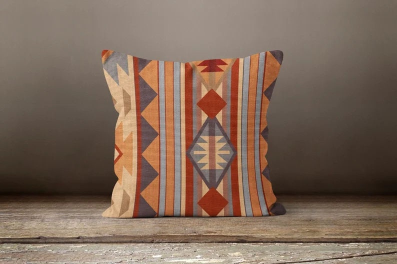 Burgundy Kilim Aztec Southwestern Printed Throw Cushion Cover
