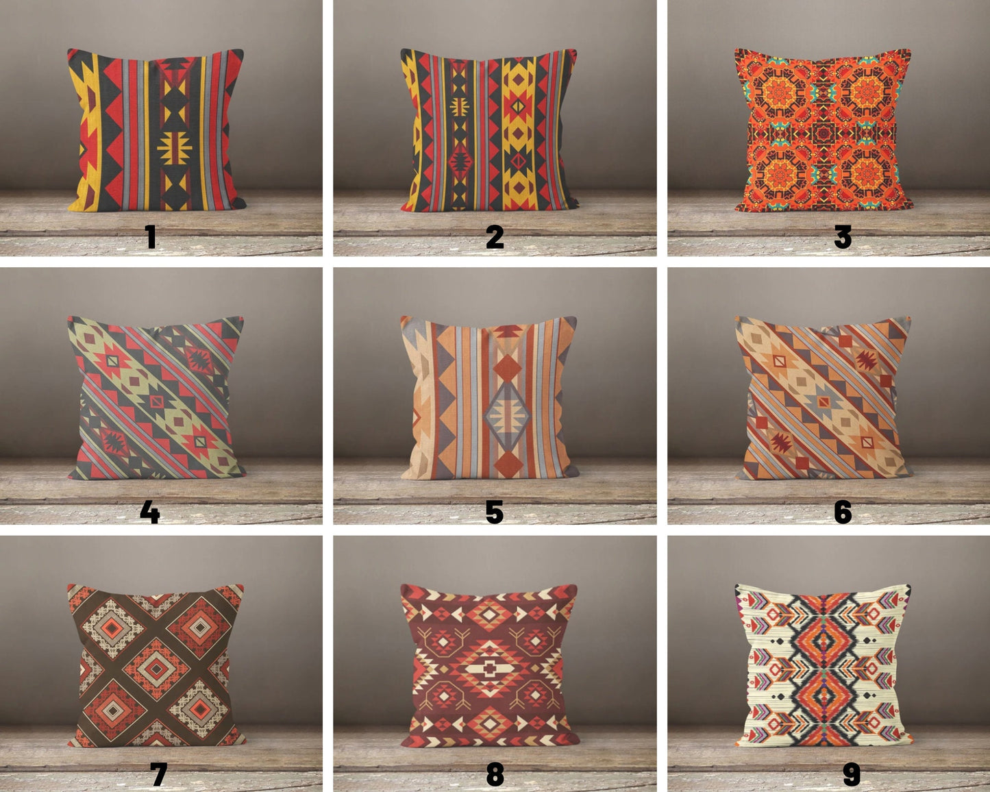 Burgundy Kilim Aztec Southwestern Printed Throw Cushion Cover