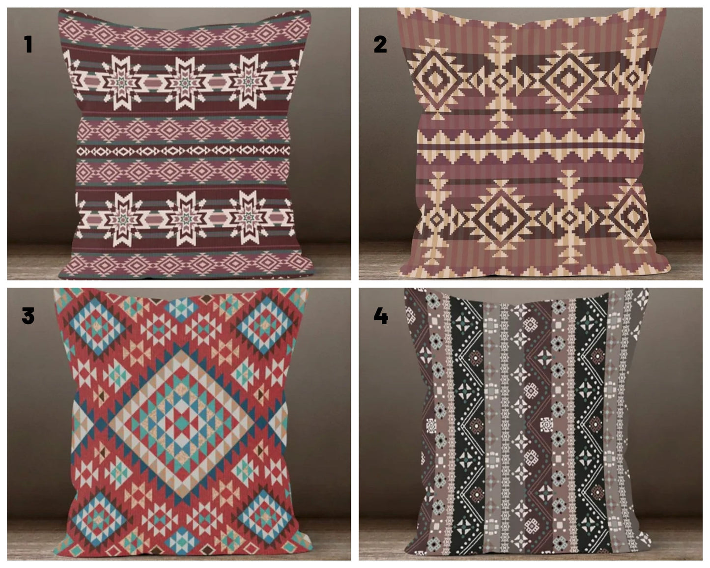 Boho Aztec Tribal Pattern Cushion Cover, Southwestern Decor