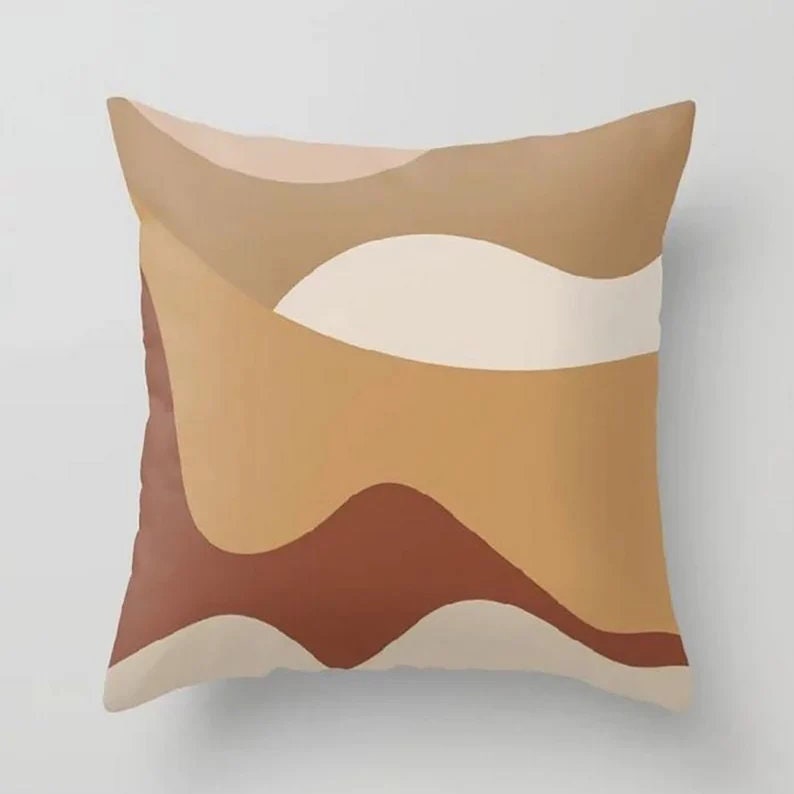 Abstract Leaves Pattern and Modern Art Print Cushion Cover