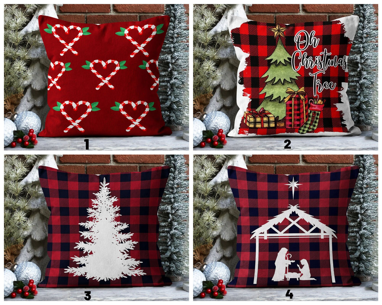 Candy Cushion Cover, Red and Green Christmas Design