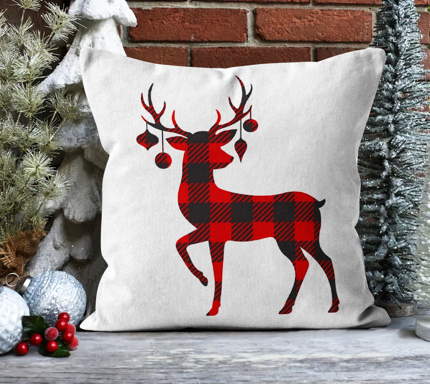 Festive Winter Pattern Christmas Deer Cushion Covers