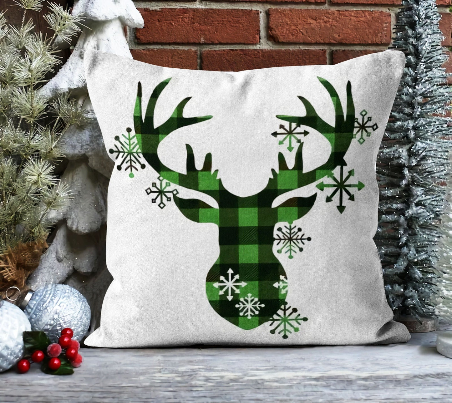 Festive Winter Pattern Christmas Deer Cushion Covers