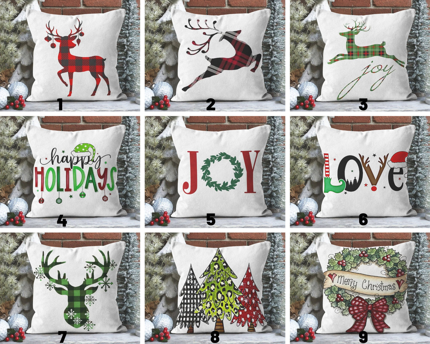 Festive Winter Pattern Christmas Deer Cushion Covers