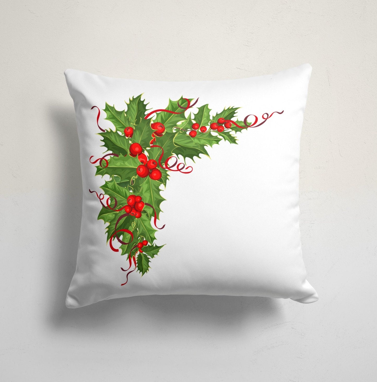 Merry Christmas Floral Festive Holiday Cushion Cover