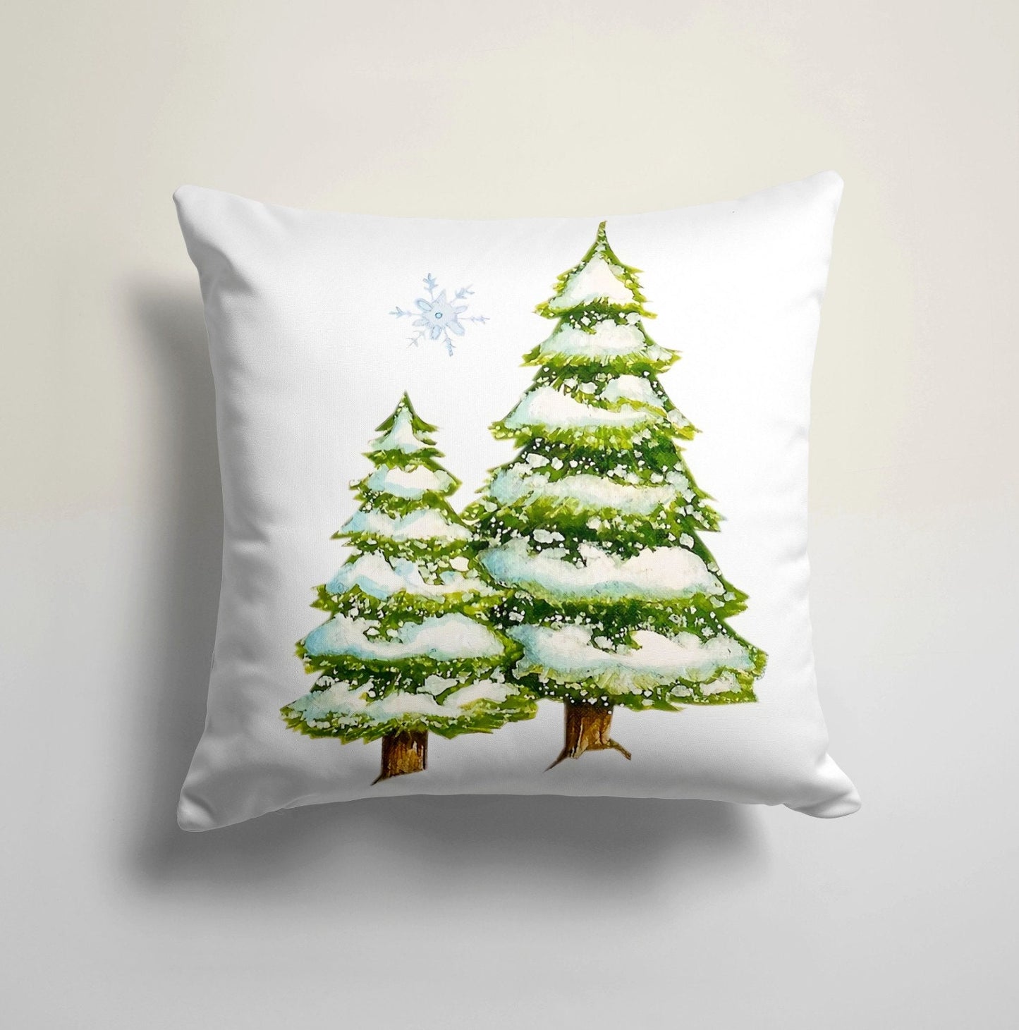Red and Green Festive Holiday Pine Tree Cushion Cover