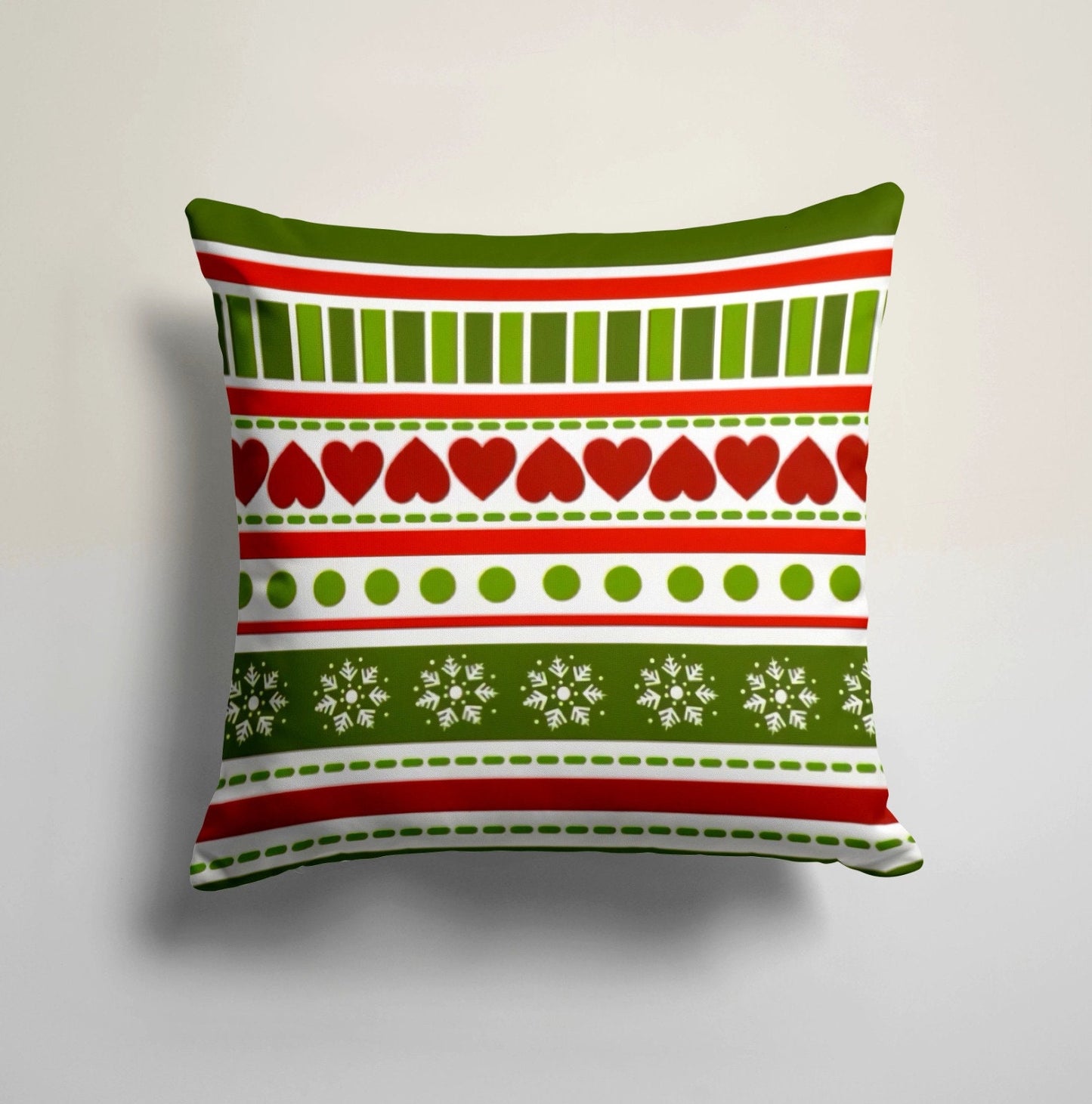 Red and Green Festive Holiday Pine Tree Cushion Cover