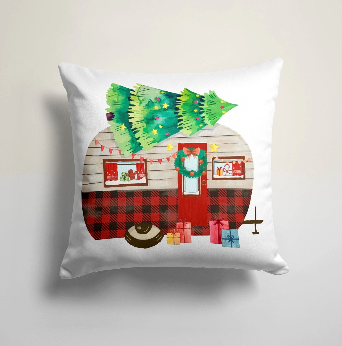 Festive Gift Christmas Cushion Cover, Holiday Wrapping Design