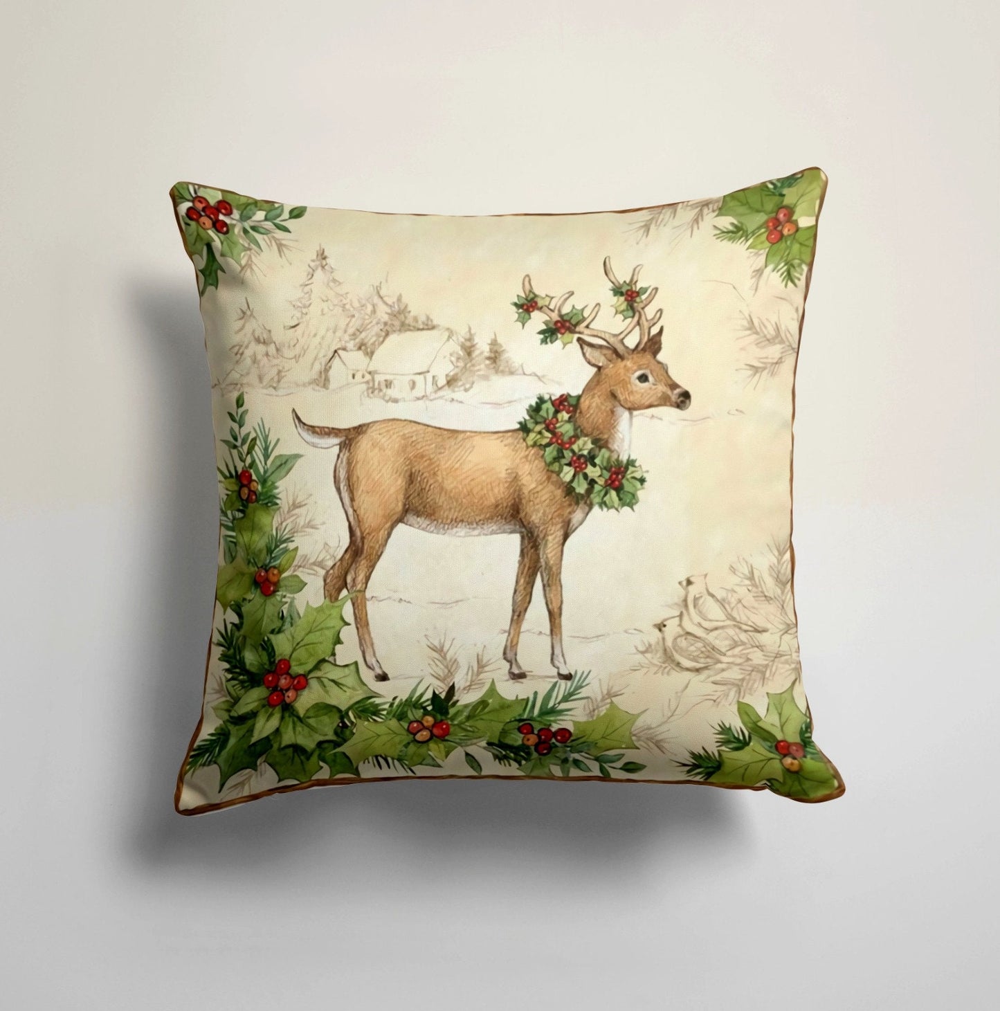 Festive Gift Christmas Cushion Cover, Holiday Wrapping Design