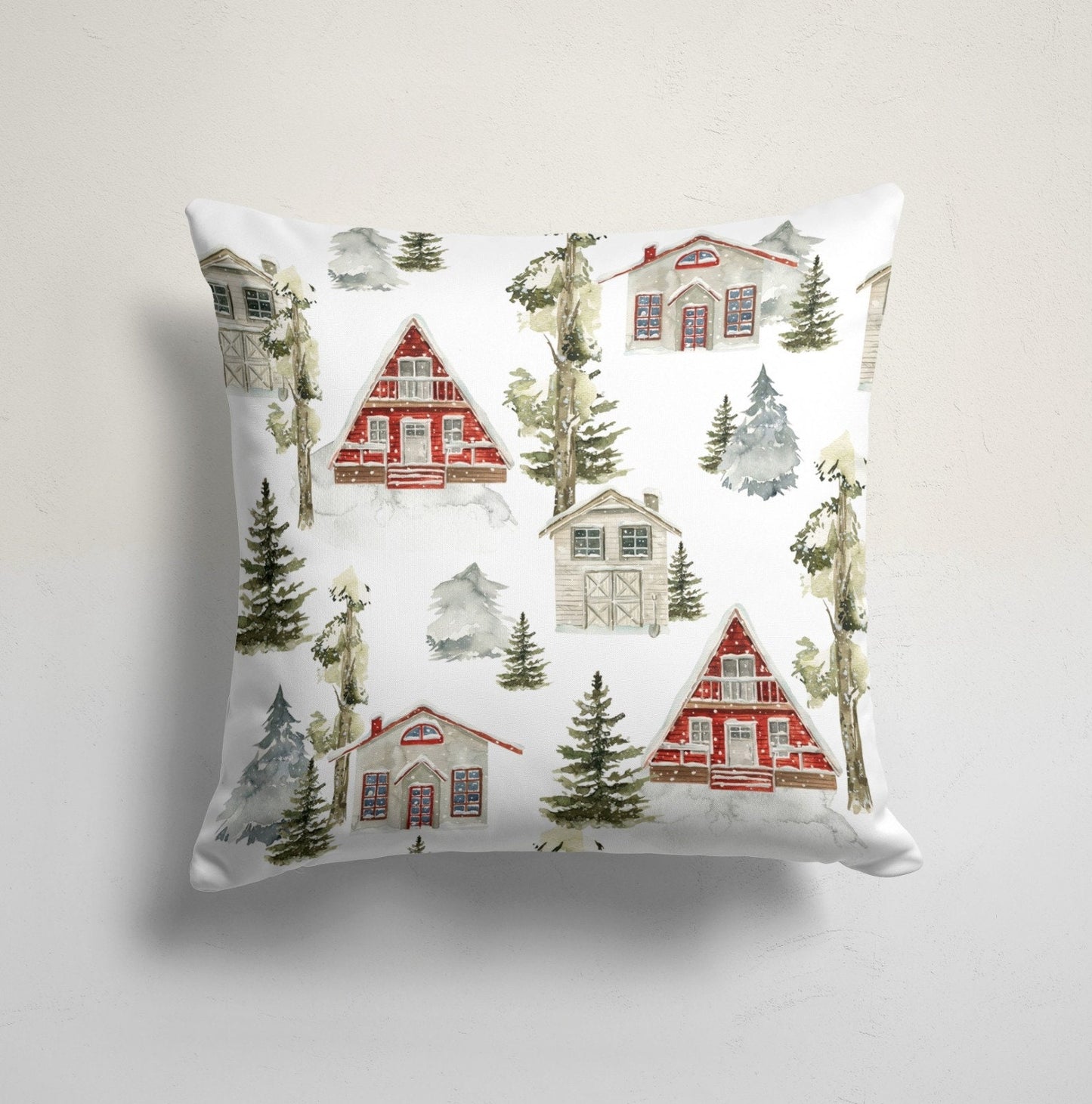 Winter Holiday Season Landscape Throw Cushion Cover