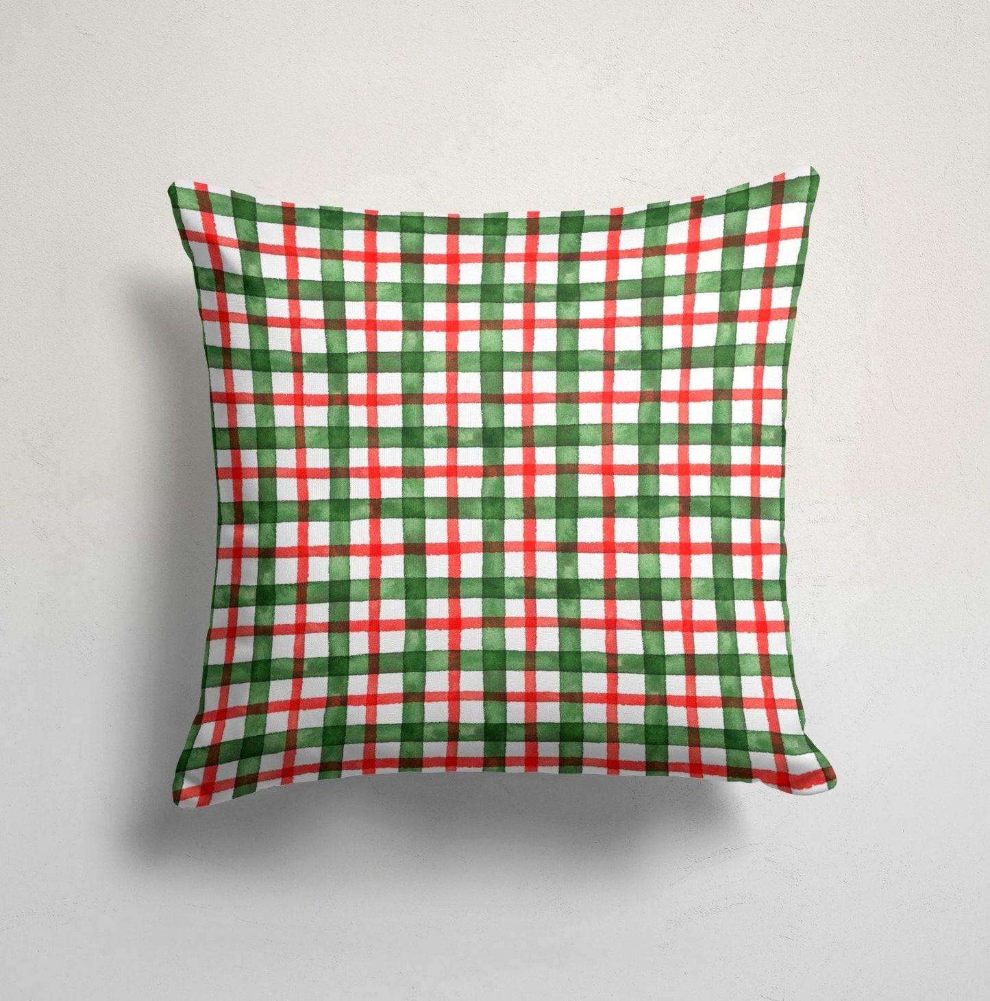 Classic Green & Red Tartan Cushion Cover, Timeless Christmas Design