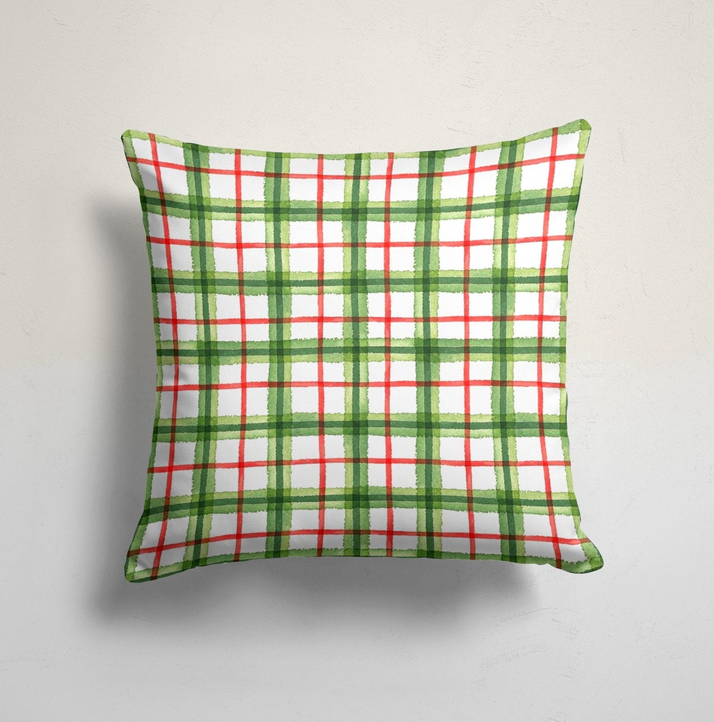 Classic Green & Red Tartan Cushion Cover, Timeless Christmas Design