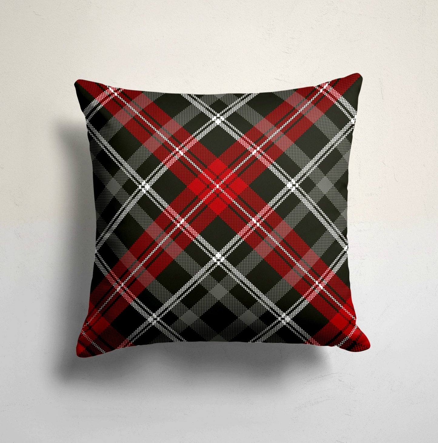 Classic Green & Red Tartan Cushion Cover, Timeless Christmas Design