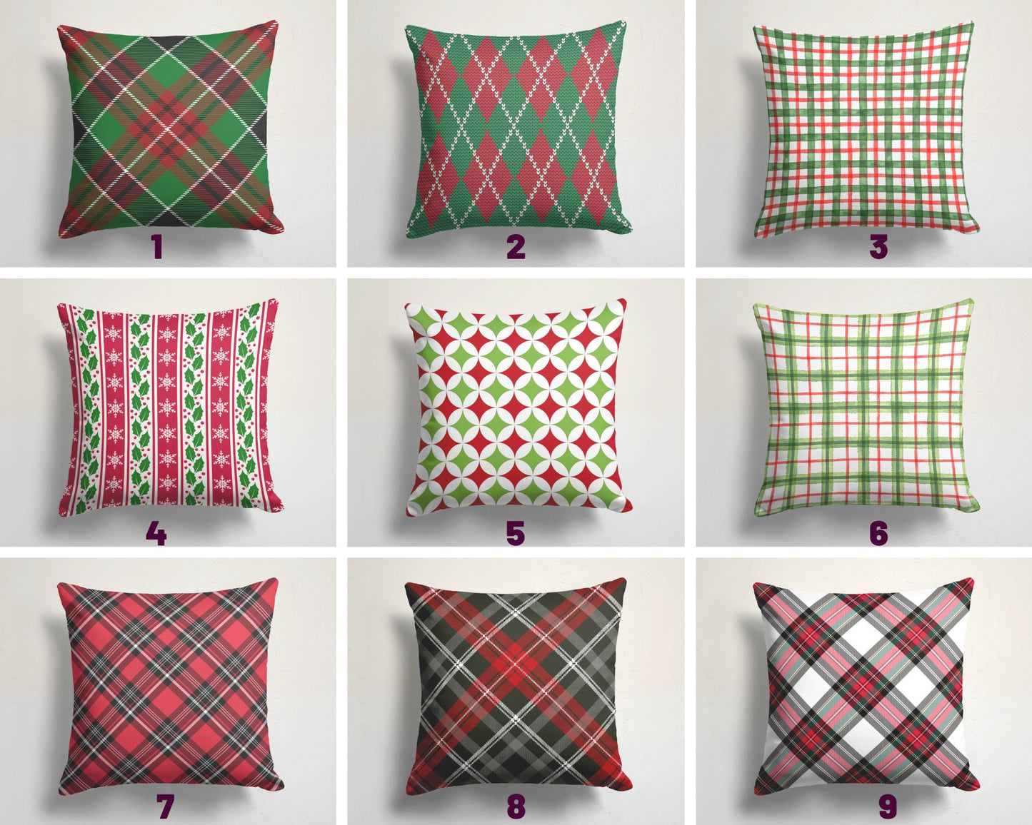 Classic Green & Red Tartan Cushion Cover, Timeless Christmas Design