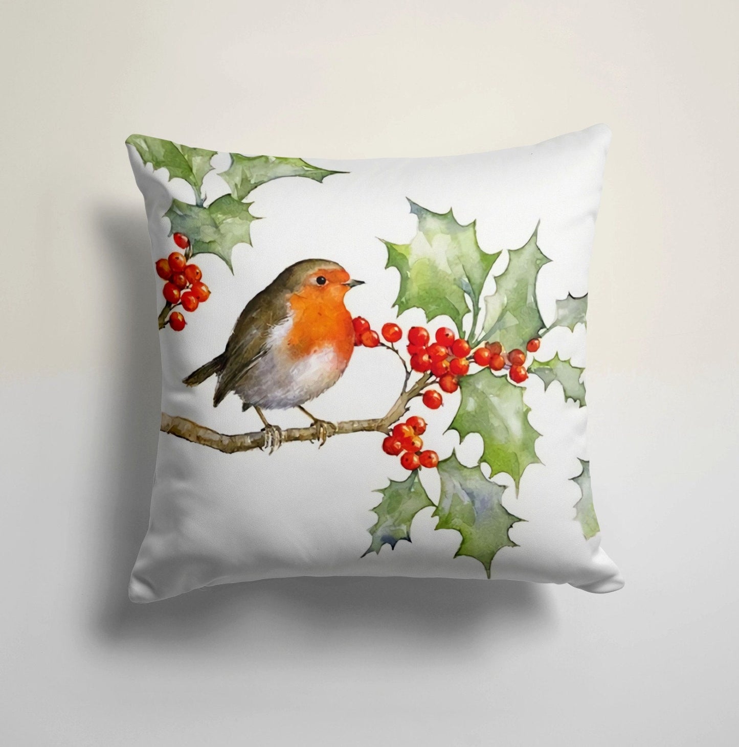 Xmas Cardinal Flower Print Christmas Cushion Cover