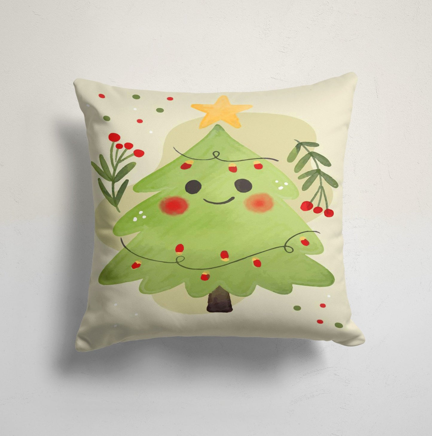 Red Green Christmas Tree Holiday Season Cushion Cover
