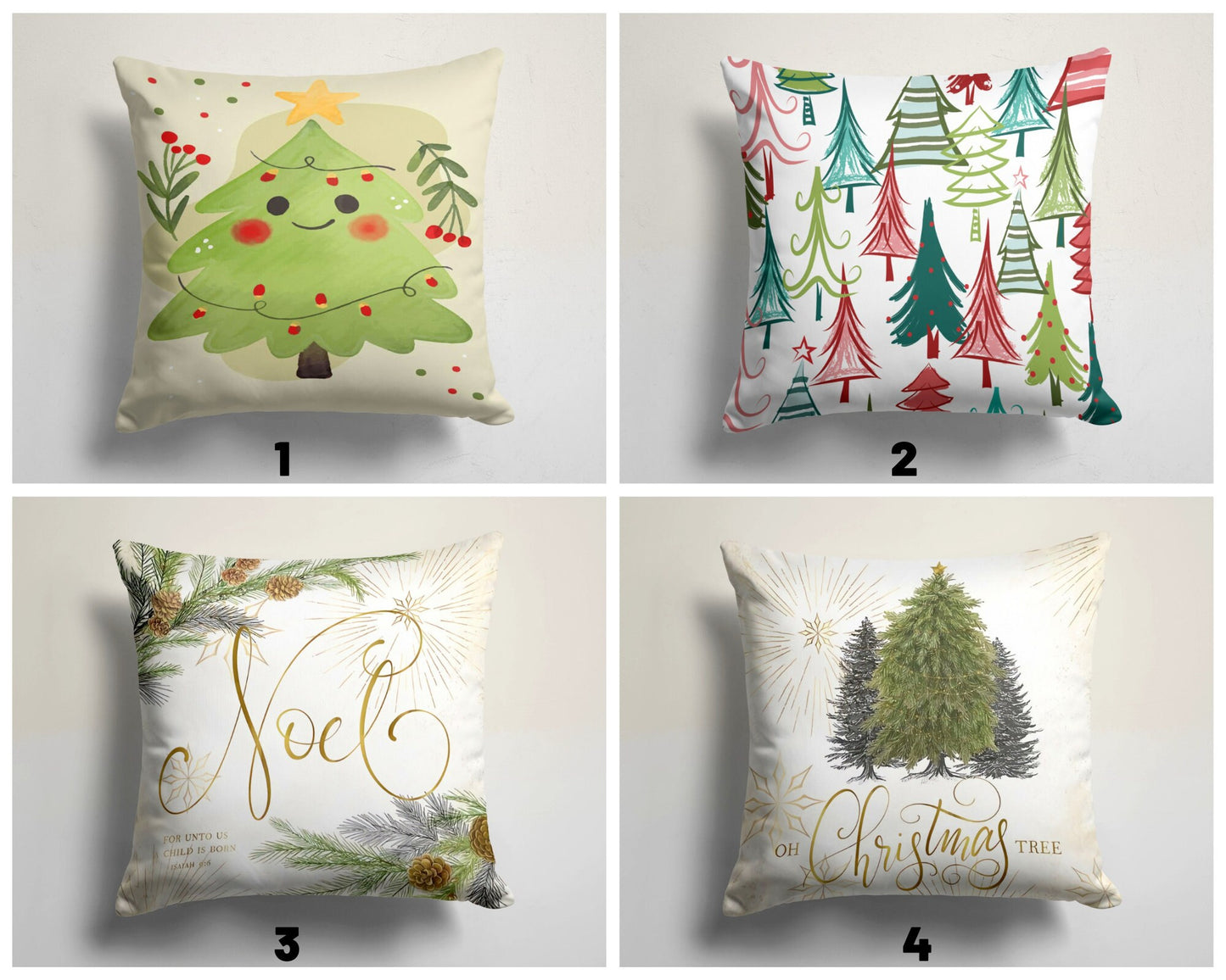 Red Green Christmas Tree Holiday Season Cushion Cover