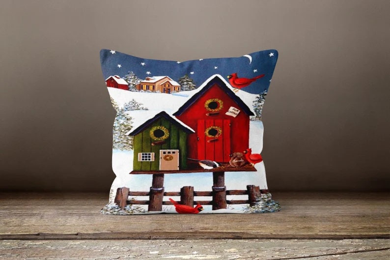 Winter House Snow Theme Landscape Cushion Cover