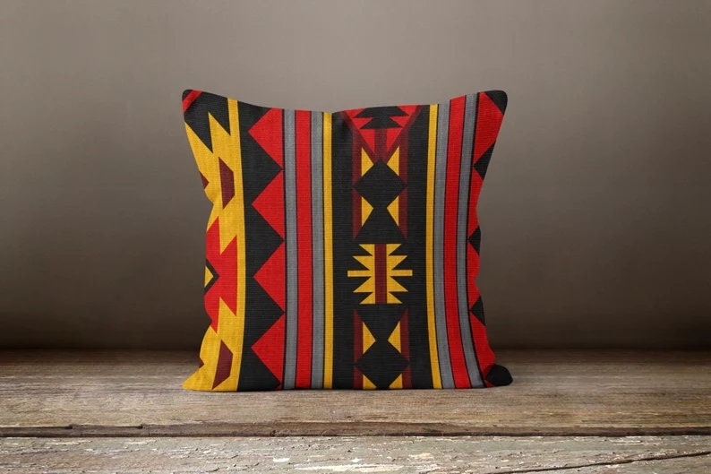 Burgundy Kilim Aztec Southwestern Printed Throw Cushion Cover
